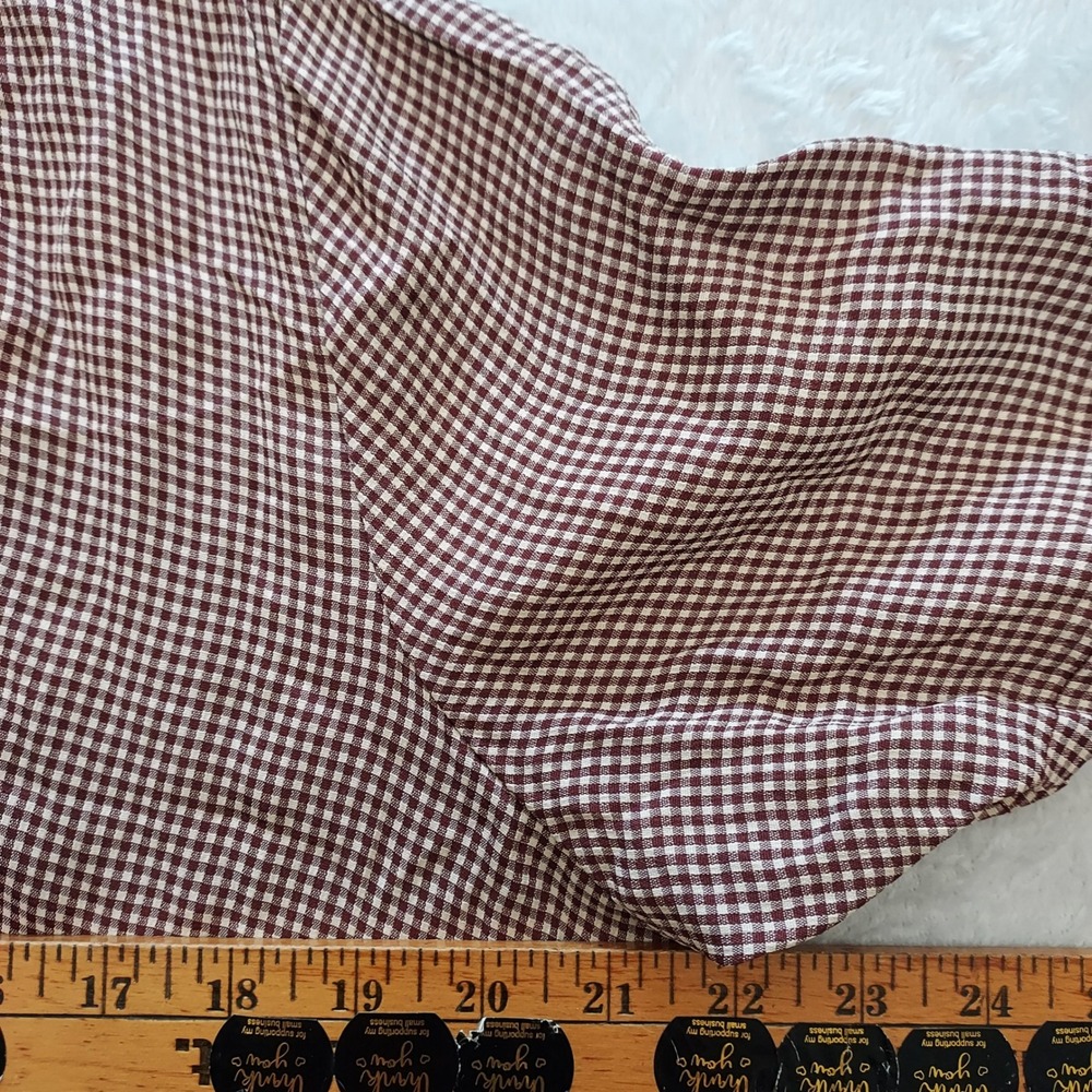 Eddie Bauer XL Burgundy Gingham Button Front Midi Shirt Dress Farm Cottage Retro - Picture 5 of 6